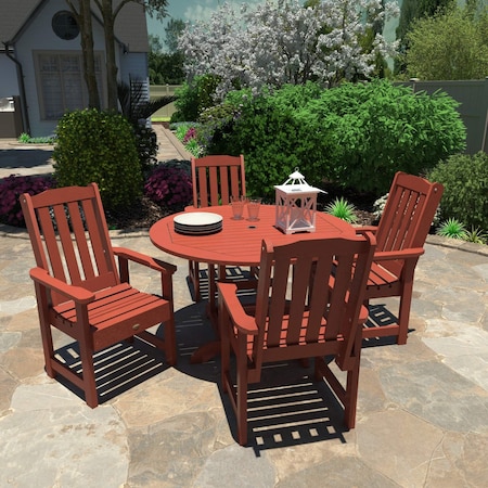 Highwood Usa Lehigh 5pc Round Outdoor Patio Furniture Dining Set AD-DNL48-RED